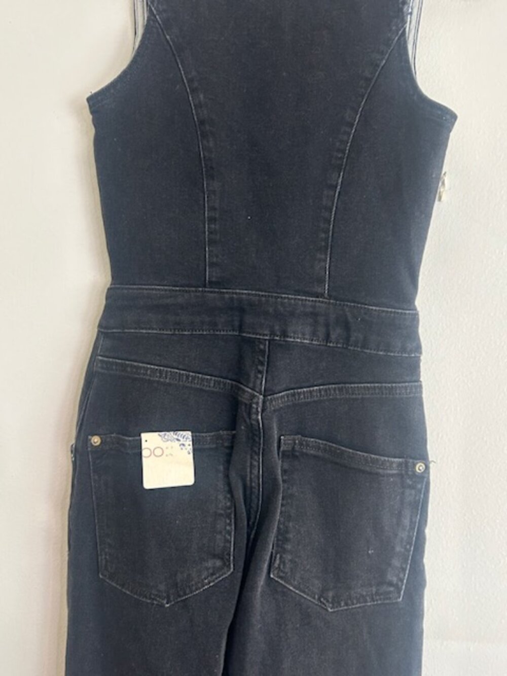 Anthropologie x Pilcro Rich Black Denim Button Down Fitted V Neck Jumpsuit NWT - Picture 14 of 16